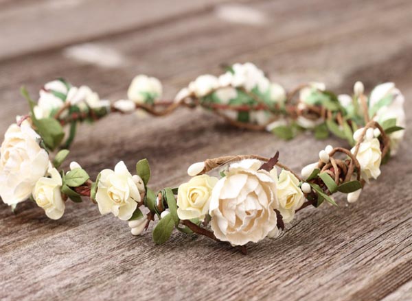 Bridal Ivory Head Wreath White Wedding Flower Crown